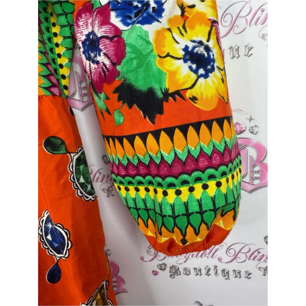 GALABYA Egypt dress jewels Vibrant Orange Floral Maxi Dress - Picture 6 of 9